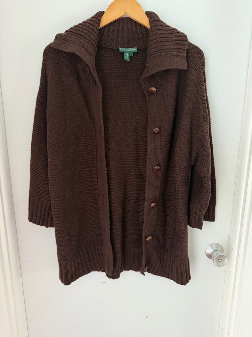 Ralph Lauren Chocolate Brown Button-Front Women's Cardigan size large